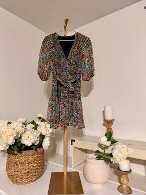 Ted Baker Floral Wrap Mini Dress in Teal and Coral